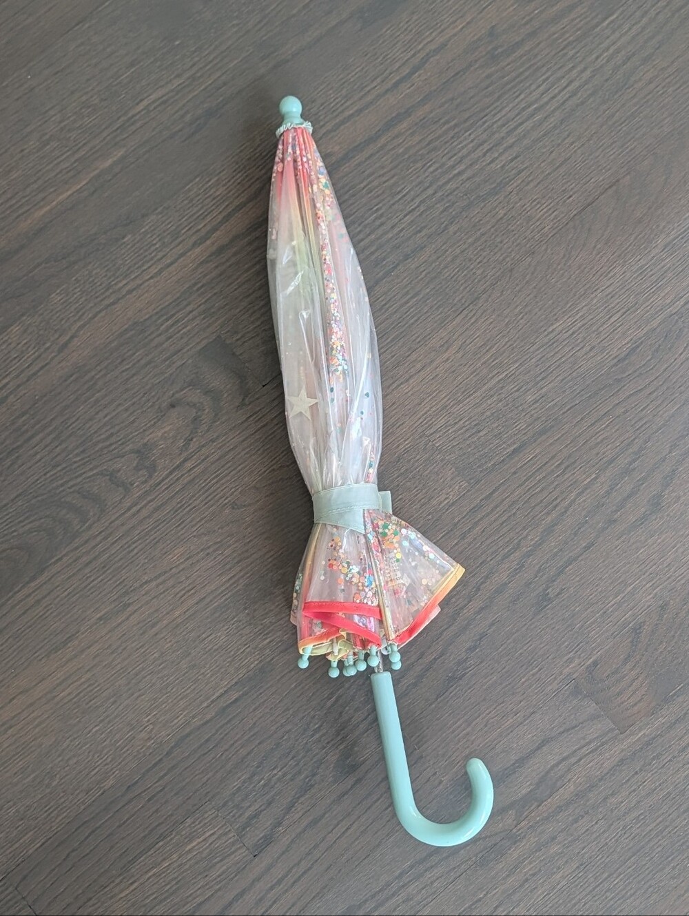 Target Kids Clear Confetti Glitter Star Bubble Umbrella Mint Green
